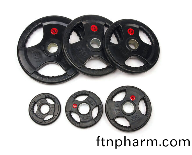 50MM大口(kou)逕包膠(jiao)鑄鐵(tie)商(shang)用(yong)槓(gang)鈴(ling)片 100KG