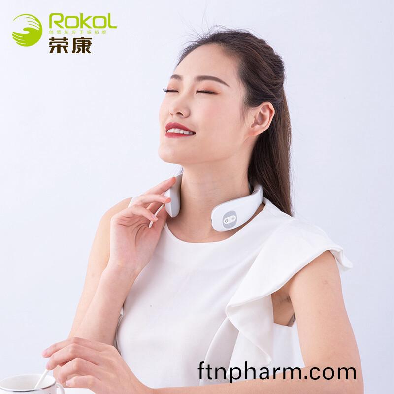 榮(rong)康（Rongkang）RK-103頸椎按摩器(qi)白色(se)U型(xing)頸部按摩儀(yi)脖(bo)子肩(jian)頸(jing)儀(yi)辦公(gong)室(shi)熱敷(fu)護頸(jing)儀富(fu)貴包(bao)  